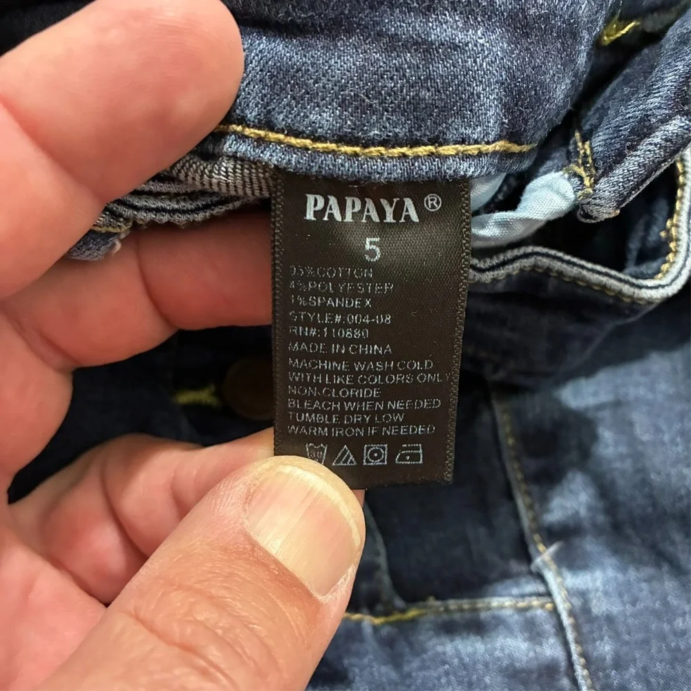 Papaya Womens Skinny Jeans Size 5 Sailor Button Fly Dark Wash Mid‎ Rise